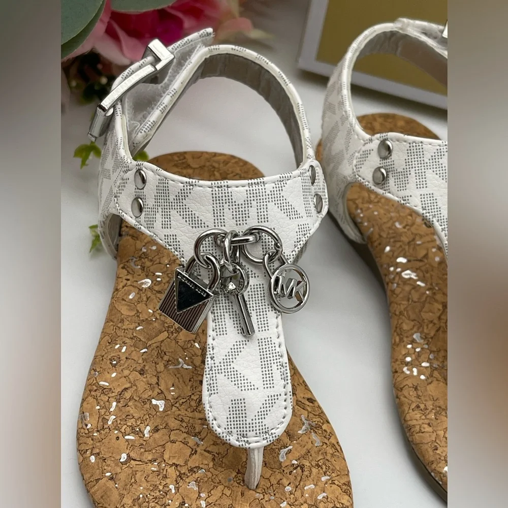 Michael Kors Girl’s Monogram Thong Charm Sandals